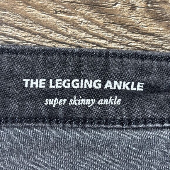 AG Adriano Goldschmied Jeans Womens 27 Black Legging Ankle Super Skinny Raw Hem - Picture 11 of 12